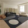 KeletiRug Tappeto Salotto Lavabile Antiscivolo 160 x 200 cm, per Comodino e Camera da Letto FacilmenteLinee Geometriche Nere Moderne