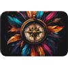Kaifanee Zerbino ultra morbido antiscivolo per interni e cucina, con bussola colorata con piume dei nativi americani, 40 x 60 cm, tappeto da cucina per ingresso e bagno