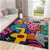 AUWUUA Tappeto astratto 120x190cm, tappeto pop art colorato, antiscivolo, lavabile, moderno, con graffiti geometrici, per bambini, ragazze, ragazzi, adolescenti, camera da letto, tappeto multicolore.