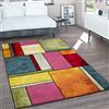 Paco Home Tappeto Salotto Pelo Corto Vintage Contorni Rifilati A Mano Effetto 3D Mélange, Dimensione:160x230 cm, Colore:Multicolore