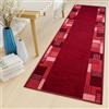 TAPISO Agadir Tappeto Runner Passatoia Antiscivolo Pelo Corto Al Metro Design Moderno Motivo Geometrico Astratto Quadrati Rosso Corridoio Cucina Entrata Ufficio 67 x 170 cm