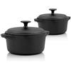 BBQ-Toro Padella in ghisa | Nero | Padella in ghisa - Braciere con coperchio (4,0 litri e 2,7 litri)