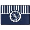 Qygtritvo Tappeto da bagno personalizzato con nome della barca, ancora, bussola, navigazione, a righe blu navy e bianco, tema nautico retrò personalizzato, tappeto da bagno per amanti della nautica