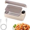 YRTUOP Scaldavivande Elettrico Portatile, Lunch Box Ricaricabile E Compatto Porta Pranzo In Acciaio In?x Contenitore Per Il Pranzo Portavivande Termico Per Auto Ufficio E Casa, 26x12x7cm