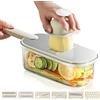 ROTKUSZ Mandolina per Verdure Professionale in Acciaio Inox, Taglia Verdure Multifunzione 6 in 1, Tagliaverdure Manuale, Affetta Verdure Manuale, Taglia Regolabile con 6 Lame e Contenitore