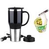 Mengshen 12V Auto Elettrico in Acciaio INOX, Tazza da Caffè, Acqua Bollente Rriscaldato Latte Uova Sode Caffè e Tè Portable Car Electric Mug Outdoor Students Double Layer 450ML 50W, CA107 Black