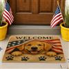 Generic Zerbino Golden Retriever con stelle rosse e blu, per interni ed esterni, decorazione rustica, impermeabile, antiscivolo, assorbente, facile da pulire, 73 x 43 cm