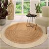 TT Home Tappeto Fibra Naturale Juta Soggiorno Rotondo Etnico Boho Fatto A Mano Bordura, Colore:Ivory, Dimensione:200 cm Rund