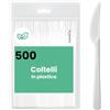 marketcaffe 500 COLTELLI bianchi riciclabili e riutilizzabili, lunghezza 16,5 cm, lavabili in lavastoviglie, ideali per feste, pic-nic, catering, eventi e uso quotidiano in cucina