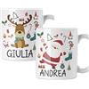 Colorfamily Coppia di tazze Natale Tazza Natalizia PERSONALIZZABILE con nome Babbo Natale Renna Christmas Mug 11 Oz Idea Regalo