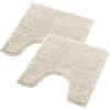 WohnDirect Set di 2 tappetini da bagno, color crema, 45 x 45 cm, con scollatura per WC, antiscivolo e lavabile, tappetino da bagno, tappetino per WC