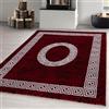 Carpetsale24 Tappeto per Soggiorno 140x200 cm Rosso, Design a Meandro - Tappeto a Pelo Corto per Sala da Pranzo e Camera da Letto, Morbido e Facile da Pulire