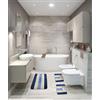 HOME ZEN HOUSEHOLD LINEN Set di Tappeti da Bagno 3 Pezzi ATENE, Disegno Greco in Rilievo, con Gomma Antiscivolo, Tappeto 45x75 cm, 2 Girowater 45x38 cm (BLU)