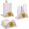 Lupia - Set 3 pezzi SHABBY GIRASOLE Porta Bicchieri, Porta Tovaglioli e Porta Rotolo, Legno decorato stile Shabby, Adatto a stile moderno e classico, Dimensioni varie, Girasole, Legno