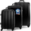 FERGÉ set di 3 valigie viaggio QUÉBEC - bagaglio rigido dure leggera 3 pezzi valigetta 4 ruote nero