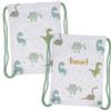 Wanapix | Sacca Bambino Personalizzata | Zaino con Nome | Impermeabile | Borsa Bambini Scuola/Asilo/Viaggi/Sport | Per lavatrice e asciugatrice | Dinosauro | 27x33cm