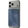 TECHMADE ETRES Portafoglio Magnetico ICON Easy - Compatibile con iPhone 17/16/15/14/13/12 - Protezione RFID, in PU Leather - 6 Carte + Tasca Contanti - Compatto, Unisex, Antiscivolo (Jeans Scuro)
