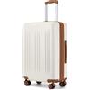 KONO Valigia Trolley 55cm Espandibile Bagaglio a Mano Piccola Valige Rigida ABS e PC Hardshell Leggero Viaggio Cabina (Crema/Marrone, 24)