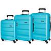 ROLL ROAD Flex, Set Valigie 55 65 75cm Unisex Adulto, Blu (Blue), 75 cms