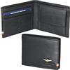 Aeronautica Militare LineaFlag Portafoglio piccolo in pelle con portamonete AM 101 Nero 10,5x8,5x2 cm