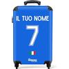 NoBoringSuitcases.com Valigia Trolley Bagaglio Personalizzabile 10 kg 55x40x20 cm (Calcio - Maglia Gara Home Italia 2022 - Blu)