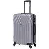 R.Leone Valigia da 1 Fino a Set 4 Trolley Rigido grande, medio, bagaglio a mano e bagaglio EasyJet 45X36X20cm 4 ruote in ABS 9002 (Argento, M Valigia Medio)