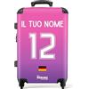 NoBoringSuitcases.com Valigia Personalizzabile, Valigia Grande, Serratura TSA, Valigia Media, Valigia 20 kg, Trolley, Valigia Grande 23 kg (67cm - 72L), (2024 - Maglie gara away Germania - Rosa)