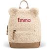 your surprise Zaino Personalizzato in Cotone Idrofilo - Con Nome Ricamato, Chiusura a Zip e Manico Beige (31x25cm) (Teddy)