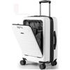 COSTWAY Valigia Bagaglio a Mano 20 con Tasca Frontale, Porta USB, Trolley Bagaglio a Mano con Serratura, Ruote Girevoli, Manico Regolabile (Senza Beauty + Bianco)