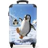 NoBoringSuitcases.com Valigia e Trolley per Bambini da Viaggio, Bagaglio a Mano 55x40x20 cm (Pingüino - Bianco)