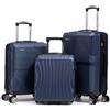 R.Leone Valigia da 1 Fino a Set 4 Trolley Rigido grande, medio, bagaglio a mano 55x40x23 cm Wizz, ITA Airways e bagaglio 45x36x20 cm EasyJet in ABS 8005 (Blu, Set 3 Pezzi XS M L)