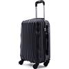 R.Leone Valigia Trolley Bagaglio a mano Rigido Ultraleggero in ABS 4 Ruote Autonome (Nero, 3037 Valigia 55x38x23 cm)