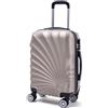 R.Leone Valigia da 1 pezzo Fino a Set 4 Trolley Rigido grande, medio, bagaglio a mano adatto Ryanair 55x40x20cm e beauty case 8 ruote in ABS 2092 (Oro, S Bagaglio a mano)