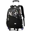 FANDARE 2-in-1 Zaino Trolley Scuola Sganciabile Nero Cartelle Zaini Elementare e Media da 35 Litri con 6 Ruote Doppio Uso Zaino con Carrello Fisso Zaini da Viaggio per Ragazza Ragazzo Adolescente