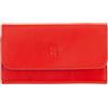 DUDU Astuccio Portachiavi in Pelle Colorato con 5 Anelli per Chiavi di Casa Auto, Design Minimal, con Bottone Rosso fiamma