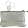 DUDU Astuccio portachiavi colorato in pelle uomo donna formato bustina con zip Argento