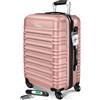 KESSER Valigia da viaggio rigida con bilancia per valigia + etichetta per bagagli, trolley con serratura a combinazione, 4 ruote in ABS, manico telescopico, Rosa lampone, 66cm - 84L