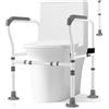 COSTWAY Supporto di Sicurezza Telaio Autonomo per WC, Supporto per WC Regolabile in Altezza e Larghezza con Cinghia di Fissaggio, Con Ventose Antiscivolo (Grigio)