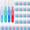 BBTO 100 Pezzi Spazzolino Interdentale Stuzzicadenti Dentali Testa con Filo Spazzolino Dentale l'Igiene Orale Detergenti (Orange and Blue)