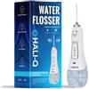 HaliQ Hali-Q - Idropulsore senza fili, irrigatore orale portatile, 5 modalità di pressione (40-140 psi), serbatoio dell'acqua da 300 ml, 5 ugelli, ricaricabile tramite USB, impermeabile IPX7, sistema a