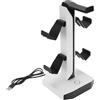 Jeffergarden Supporto Controller RGB, Materiale ABS, 2 Porte USB per Ufficio Domestico, Supporto per Cuffie da Gioco Desktop Ruotabile con Rotazione di 360 Gradi