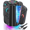 NinABXY Dock di ricarica rapida per Nintendo Switch 2 (2025) Joycon e controller | Stazione di ricarica USB-C con protezione da sovraccarico, supporto compatto organizzato e accessorio indispensabile per i