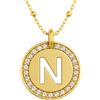 amorili Collana Donna Lettera N Iniziale in Bronzo con Zirconi Brillanti - Gioiello Elegante, Idea Regalo Personalizzata