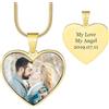 INBLUE Collana Memoriale con Foto Personalizzata per Donne Incisa Foto/Testo Collana in Argento Sterling 925 Rettangolo/Collane Ricordo con Foto per Perdita Persone Amate (Cuore - Oro)