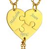 Suplight Collana Donna Personalizzata a Cuore Divisio con Nome in 3 pezzi collana oro donna Acciaio Inossidabile Collana Puzzle collana amica famiglia personalizzata Regalo Natale San Valentino