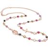 amorili Collana Rosario Girocollo Donna in Argento 925 Ramato con Grani e Zirconi Colorati - Collana Religiosa Cattolica Cristiana di Fede - Gioiello Elegante cll2216