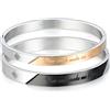 OIDEA Bracciale Coppia Lovers Braccialetto Acciaio Inox Magnete Mosaico Strass Regalo Valentine's Day Argento Nero(1 Coppia)