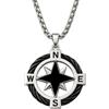 amorili Collana Uomo Rosa dei Venti in Acciaio Inox - Bussola Nautica con Catena 50 cm e Ciondolo 23 mm - cll2264