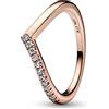 PANDORA Timeless Anello Wish con metà brillante placcato in oro rosa 14 k con zirconi cubici trasparenti, 54