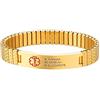 PROSTEEL Braccialetto Personalizzabile Emergenza Medica Stella di Vita Informazione Medica Bracciale Personalizzato Medico Braccialetto Personalizzabile Uomo Oro